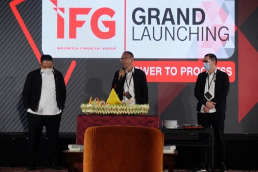 Indonesia Financial Group (IFG) resmi ditetapkan sebagai holding BUMN perasuransian dan penjaminan, dalam Grand launching, yang berlangsung di Jakarta, Selasa (3/11/2020)