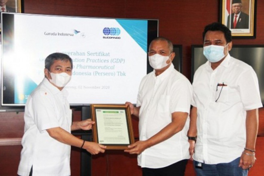 PASTIKAN KEAMANAN KARGO PHARMACEUTICAL, SUCOFINDO BERIKAN SERTIFIKASI GOOD DELIVERY PRACTICES UNTUK GARUDA INDONESIA