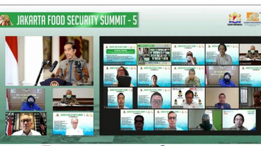 Presiden Jokowi saat membuka Jakarta Food Security Summit (JFSS) ke-5 