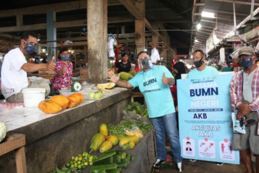 PT Perkebunan Nusantara V Distribusikan Ribuan masker di Pasar Syariah Pandau dan Pasar Tradisional Kabupaten Kampar